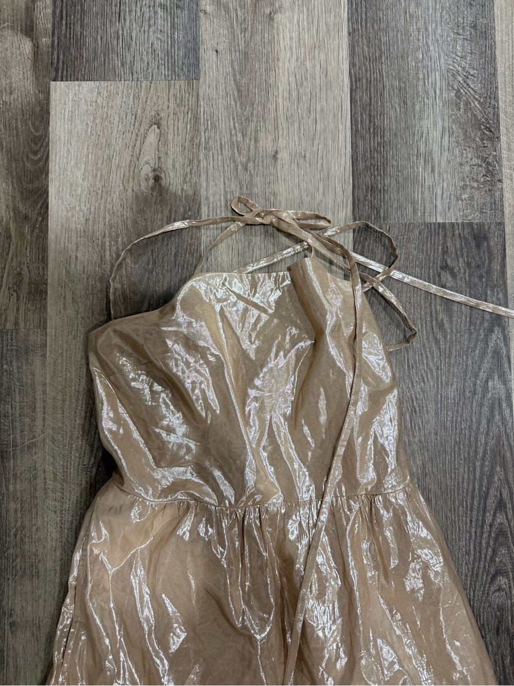 GAP Shimmery Beige Halter-Tie Maxi Dress